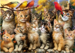 Puzzel Katten en Vogels 500 Stukjes