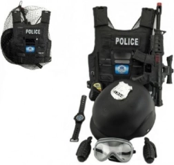 Politieset – pistool en helm met accessoires, kunststof 38 cm