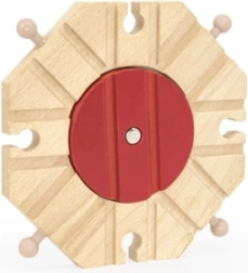 Houten draaischijf met 8 uitgangen voor de speelgoedtreinbaan