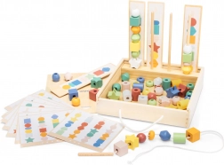 Houten sorteerset en rijgset met kralen