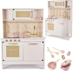 Houten retro boho kinderkeuken met accessoires 100 cm