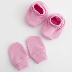 Babypakkets set van katoen – slofjes en wantjes roze 0–6 maanden NEW BABY