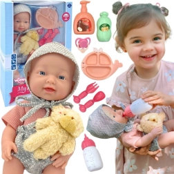WOOPIE ROYAL babypop 36 cm in berenoutfit met voedingsaccessoires