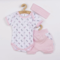 Zomerse katoenen set voor meisjes NEW BABY Perfect Summer, roze, 3-delig
