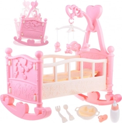 Grote wieg voor poppen met mobiel