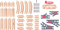 Set houten treinbanen met draaischijf – 50 delen
