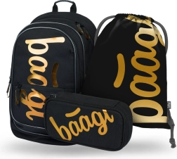 SET 3 stuks BAAGL Core Metallic Bronze: rugzak, etui, zak