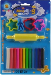 Modelleerset voor kinderen – 12 kleuren met deegroller en vormpjes