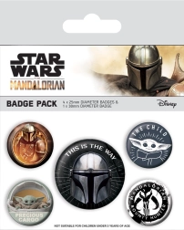 Emaillen pin MANDALORIAN – set 38 mm + 4× 25 mm