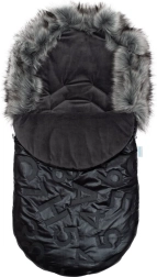 New Baby luxe wintervoetenzak met bontje zwart