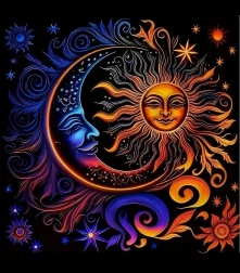 Diamant schilderen Zon en Maan 30x40 cm