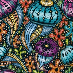 Vierkante puzzel Q Life Kleurrijke kwallen 72 stukjes