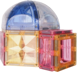 Cleverclixx magnetische bouwset met gebogen onderdelen in pastelkleuren – 34 stuks