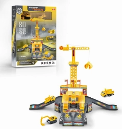 Bouwparkeerplaats met kraan en accessoires