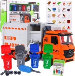 Interactieve vuilniswagen voor kinderen 3+ met 4 containers en kaartjes voor afvalscheiding