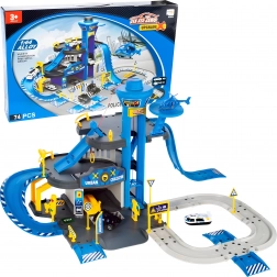 PolitiegaraGe met station, 3 verdiepingen met lift, auto’s en helikopter, 74 delen