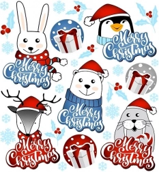 Kerststrijkapplicaties dieren op een klein vel