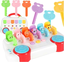 Muzikale educatieve bus met sleuteltjes en springende diertjes