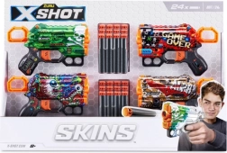 Set van X-SHOT Skins Menace blasters – 4 stuks, 24 pijltjes