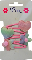 Haarspeldjes voor meisjes – bloem en hart, set van 4 stuks