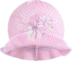 Gebreid babyhoedje roze-wit NEW BABY