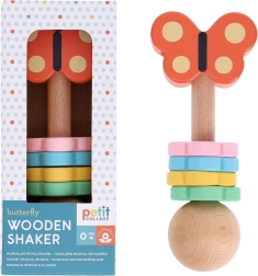 Houten rammelaar Vlinder van Petit Collage
