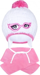 Wintermuts voor kinderen gebreid met sjaal New Baby roze