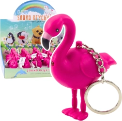 Sleutelhanger flamingo met LED en geluid roze