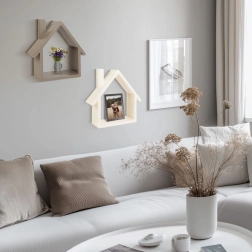 Decoratieve wandplank in de vorm van een huisje - 1 stuk