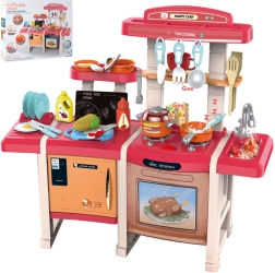 Dubbele kinderkeuken rood 70 cm, 45-delig
