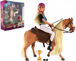 Jockey-pop met paard ANLILY, gearticuleerd, met accessoires