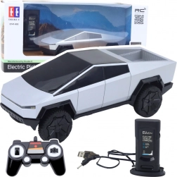RC pick-up met LED-verlichting – futuristisch zilverkleurig model