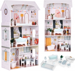 Poppenhuis Alice – 3 verdiepingen, 4 kamers, set met 9 meubels Ecotoys
