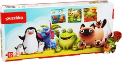 Puzzlika favoriete dieren 3-in-1 – kinderpuzzel 3 afbeeldingen, 50 stukjes