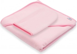 Baby badstof handdoek met kap New Baby Basic 80 × 80 cm roze