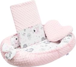 Luxueus baby-nestje met kussentje en dekentje van roze minky NEW BABY