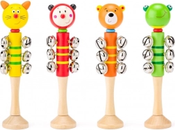 Houten rammelaar met belletjes – dieren