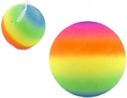 Regenboog rubberen bal 23 cm in net
