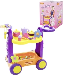 Serveerwagen met wieltjes en keukengerei