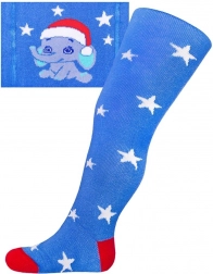 kerst katoenen panty’s New Baby blauw met olifant 68 (4–6 maanden)