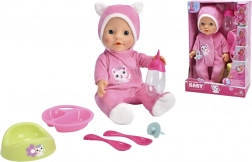 Panenka New Born Baby in kattenpyjama 30 cm