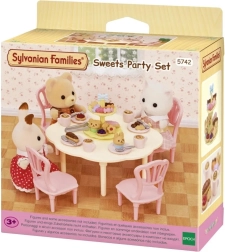Sylvanian Families tafel, stoelen en zoetigheden – theeset voor figuurtjes