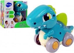 Dino op wieltjes – blauwe Spinosaurus-figuur