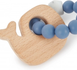 Silikonen bijtring met houten walvis Bieco