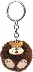 Houten sleutelhanger Tijger met pompon