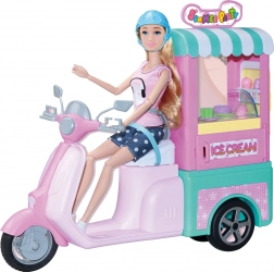 IJsverkoopster pop 30 cm met scooter