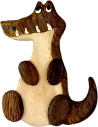 Houten magneet krokodil – handgemaakte decoratie