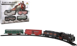Treinset met rails en licht (locomotief + 3 wagons)