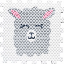 Schuim puzzelmat met lama-motief – wit