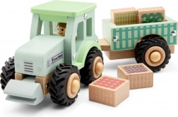 Houten tractor met aanhanger en lading
